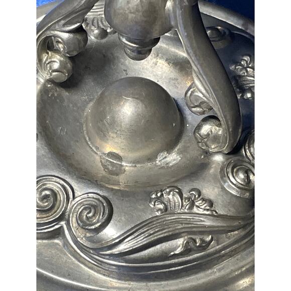 Pair of Ornate Candlestick Holders Pewter by Wilcox P139 - Picture 6 of 9